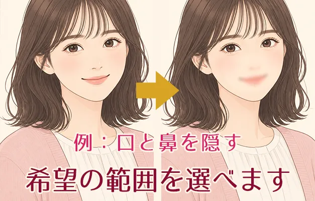 口と鼻だけをぼかした掲載例